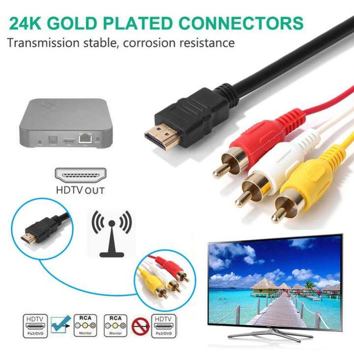 hdmi-เข้ากันได้-rca-อะแดปเตอร์ตัวผู้กับ3rca-ตัวผู้ที่รองรับสาย-hdmi