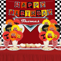 Fast Shipping Disneys Cars Mcqueen Theme Party บอลลูนแบนเนอร์ Checkered Race Car Theme Parti เด็กวันเกิด Party Decor เด็กวันเกิดของขวัญเด็ก