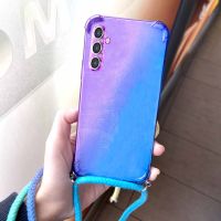 สำหรับ Sony Xperia 10 III 5 III 1 III Xperia 5 II 10 II 1 II Crossbody สายสร้อยคอ Lanyards รุ้ง Gradient ซิลิโคน Sony Xperia 5 IV 10 Xperia 1 IV Pro-I Xperia 8