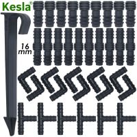 KESLA 10PCS 16mm Stake End Plug Elbow Tee Watering Connector for Garden Micro Drip Irrigation 1/2in PE Pipe Tubing Hose Fittings