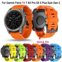 [ขายดี] 22 26มม. แถบซิลิโคนสมาร์ทวอท์ชสำหรับ Garmin Fenix 7 7X 6X 6 Pro 5 5X บวก3 3HR 945 Epix Gen 2 Enduro Quickfit สายรัดข้อมือ