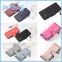 PETIBAG ผู้ถือบัตร ความจุมาก หนัง PU ที่ใส่บัตร กระเป๋าถือ กระเป๋าคลัตช์ยาว กระเป๋าใส่เหรียญแบบมีซิป กระเป๋าสตางค์ผู้หญิง