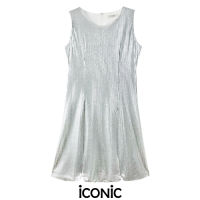 iCONiC SILVER SEQUIN DRESS #6732 ชุดเดรส ปักเลื่อม สีเงิน อก34" ยาว 35" เอว29" สะโพก 38" ผ้ายืด ชุดเดรสสั้น ชุดราตรี ชุดออกงาน เดรสแฟชั่น