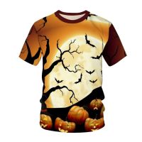 T SHIRT    Halloween Pumpkin Head Short Sleeve 2022 new mens shirt street sports casual o-neck short sleeve 3D printed T-shirt