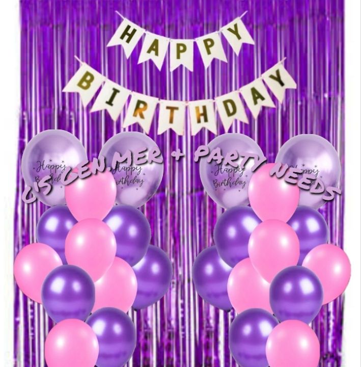 HBD SET- Happy Birthday Package Pink Violet Theme with Happy Birthday ...