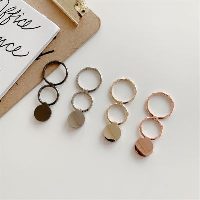 ✢❍● Fashion Luxury Universal Plating Gold Silver Black Metal Double Finger Ring Mobile Phone Talk Round Grip Stand Holder Women Gift