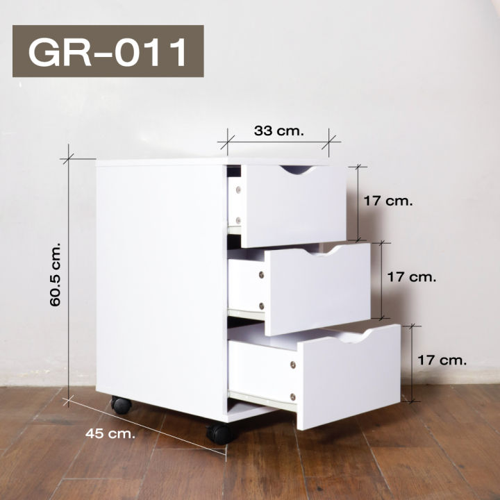 ctrend-ตู้ลิ้นชักไม้-3-ชั้น-มีล้อเลื่อน-gr-011-ขาว