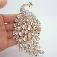 hot【DT】 Rhinestones Peacock Brooches for Womens Luxury Clothing Accessories Banquet Wedding Jewelry Female Pin