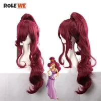 Princess Megara Cosplay Wig Meg Long Red Wine Synthetic Hair Wigs For Adult + Wig Cap