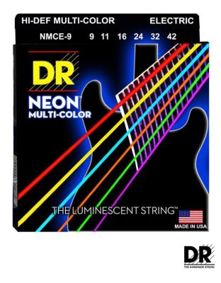 DR Strings สายกีตาร์ไฟฟ้า แบบเรืองแสง เบอร์ 9 สายเคลือบ สีรุ้ง รุ่น NMCE-9 (Light, 9-42) ** Made in USA **