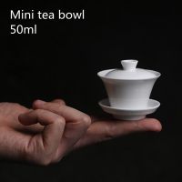 Gaiwan ขนาด50มล. ขนาดเล็กสำหรับเครื่องกระเบื้องสีขาวชา Sol Tureen กับ L Teaware ชุดชา Kung Fu ถ้วยจีนทั้งหมด Ls Chawan