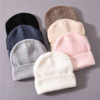 Jaxmonoy หมวกฤดูหนาวสำหรับผู้หญิงแคชเมียร์ถัก Beanies สีที่บริสุทธิ์ขนสัตว์ที่อบอุ่นนุ่มรูปแบบใหม่สองชั้นที่อบอุ่น Skullies