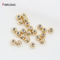 14K Gold Plated Round "Smart" Beads with Silicone Insert For Chain Jewelry Making Positioning Ball End Beads Findings Beads