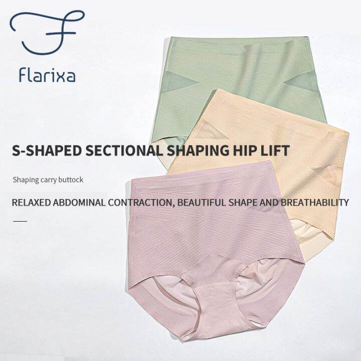 2023-f11-flarixa-ชุดกระชับหน้าท้องกางเกงขายาวสีทึบยกก้นกางเกงในเด็กผู้หญิงกางเกงชั้นในไร้รอยต่อผ้าไหมสำหรับเอวสูงผู้หญิง