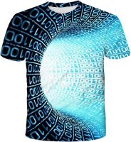 NA Mens 3D Digital ABswirl Printed Round Collar Short Sleeve T-Shirt