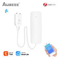 Tuya Zigbee การรั่วไหลของน้ำปลุกน้ำรั่วเซ็นเซอร์ตรวจจับน้ำท่วมแจ้งเตือนล้นระบบเตือนภัยการรักษาความปลอดภัยทำงานร่วมกับเกตเวย์ Zigbee