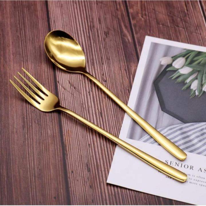 12pcs Gold Plated Stainless Steel Tinidor Or Kutsara Spoon Or Fork Set