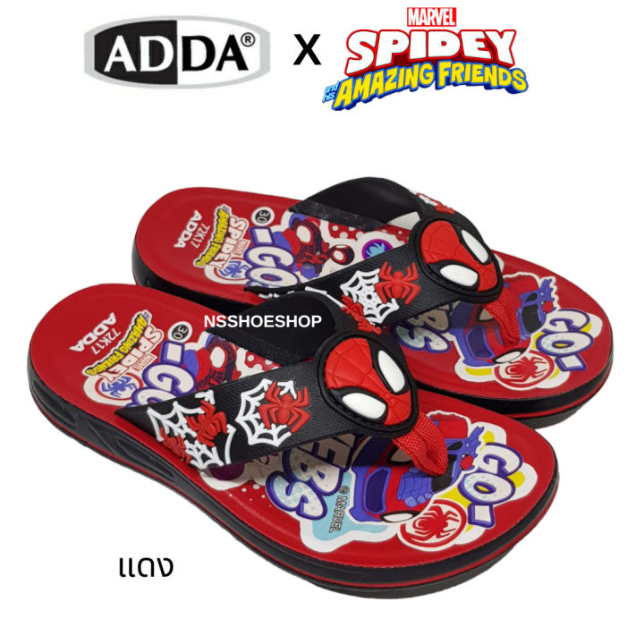 adda-72k17-สไปเดอร์แมน-spider-man-รองเท้าแตะเด็กแบบคีบ-พื้นพียู-สายผ้าไม่กัดเท้า