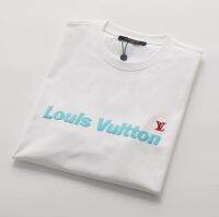 LV เทรนด์เสื้อยืดผ้าฝ้าย3D หรูหราสำหรับผู้ชายและผู้หญิง,Lengan Pendek Musim Panas แท้ดั้งเดิมรอบคอหลวม