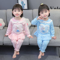 Girls Frozen Pajamas Kids Anna Cartoon Long Sleeve Clothing Set Baby Girls Casual Home Sleepwear Clothing Nightgown Suit