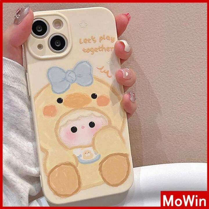 mowin-เข้ากันได้สำหรับ-เคสไอโฟน-เคสไอโฟน11-เคส-iphone-11-เคสไอโฟนครีมเคลือบเงาฟิล์มนุ่ม-tpu-เคสกล้องกันกระแทกป้องกันเป็ดสีเหลืองน่ารักเข้ากันได้กับ-iphone-13-pro-max-12-pro-max-11-xr-xs-max-7-8plus