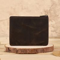 ☈▥ Men Retro Money Bag PU Leather Zipper Portable Handmade Coin Purse Multi-pocket Mini Convenient Card Pack Bags