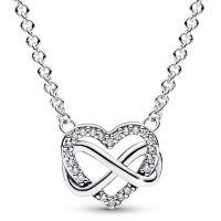 Original Sparkling Infinity Heart With Crystal Collier Necklace For 925 Sterling Silver Bracelet Bead Charm Diy Europe Jewelry