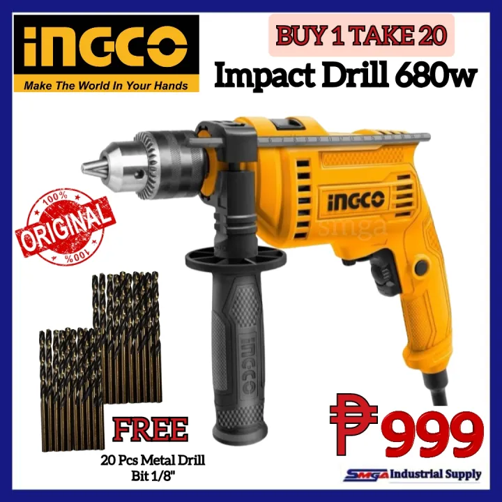 Ingco ID68016P / ID6808 Impact Drill 680w 13mm with Hammer and Variable ...