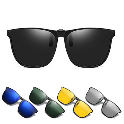 Mirror Blue Flip Up Clip On Sunglasses Oversized Polarized Men 2021 Fishing Photochromic Big Size Sun Glasses Women Driving