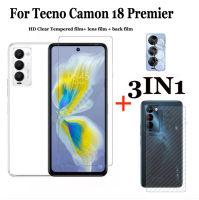 (3 In 1) Tecno Camon 18 Premier/tecno Camon 18 P 18i 18T ฟิล์มกระจกนิรภัยแบบเต็มหน้าจอ + ฟิล์มด้านหลังคาร์บอนไฟเบอร์ + ฟิล์มเลนส์กล้อง