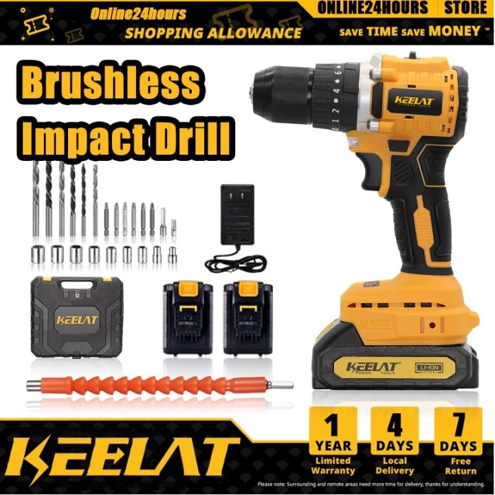 Year Promo Keelat 29 PCS Brushless Drill Set Heavy Duty Cordless Drill ...