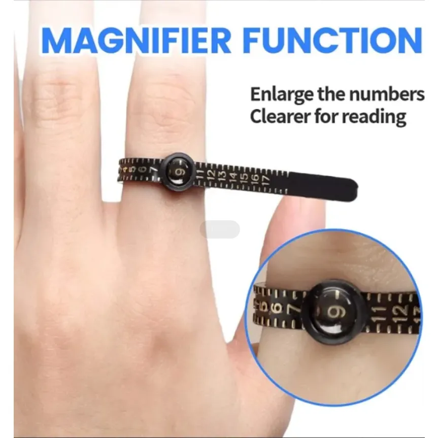 Local Delivery】Jewelry Plastic Ring Measuring Tool Finger Sizer Gauge with  Digital Magnifying Glass Reusable