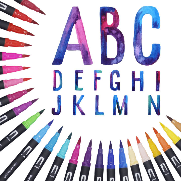 12-24-60-120-132-สี-art-markers-ปากกาวาดภาพวาด-fineliner-dual-เคล็ดลับปากกาแปรงสำหรับสีน้ำตัวอักษร-art-supplies-yrrey