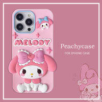 3D การ์ตูนน่ารักเมโลดี้เคสโทรศัพท์เข้ากันได้กับ iPhone 15 14 13 12 11 Pro Max 14Promax 15Promax IPhone11ซิลิโคนหนาขึ้นทนเคสโทรศัพท์หลัง