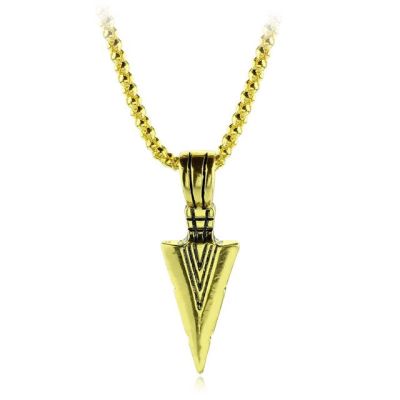 JDY6H Vintage Mens Black Arrow Necklace for Men Triangular Arrow Pendant Necklaces Hip Hop Paty Anniversary Gift Jewelry collar hom