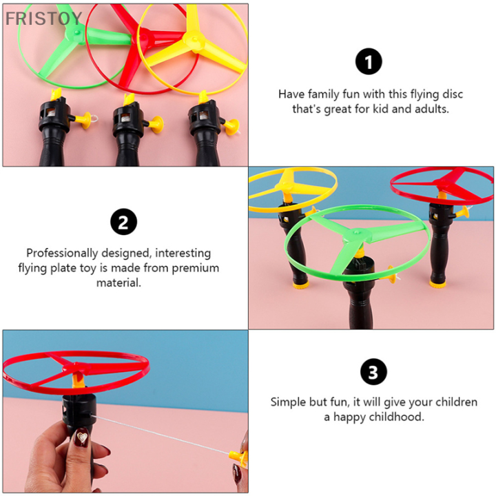 fristoy-6ชิ้นจานบินของเล่นเด็ก-จานบินเฮลิคอปเตอร์สายดึงจานบิน