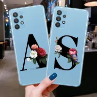 Custom Name Letter Monogram Flower Clear Soft Phone Case For Samsung Galaxy A32 A52 A72 4G 5G A42 A12 A02 A51 A71 Back Cover Phone Cases