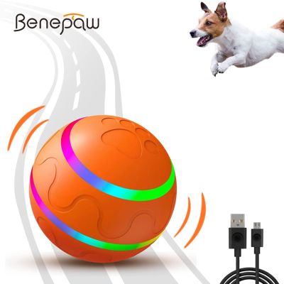 Benepaw ลูกบอลสุนัขอัตโนมัติแบบหมุนทนทานทนทานของเล่นสัตว์เลี้ยงแบบโต้ตอบสำหรับลูกสุนัขสุนัขขนาดเล็กและขนาดกลาง USB ชาร์จไฟได้ร้านค้า