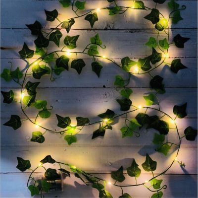 2M 20 LED Artificial Ivy String Lights Green Leaf Vine Fairy Lights Home Decorative Garland Lamp For Christmas Living Room Decor