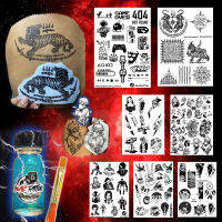 น้ำยาลอกลาย TATTOO เพ้นท์ตัว ลอกลายเท่ๆ จากA4 ( น้ำยา 1 ขวด แถมลายฟรี 12 แผ่น 200กว่าลาย) กันน้ำ ติดทน