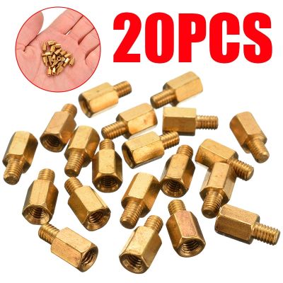 Mayitr 20Pcs Single Head M3 Brass Standoff Hexagonal Spacer 6+4mm O4L0 For PC PCB Motherboard Mother Board Mounting Nails Screws Fasteners
