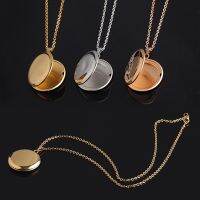 Round DIY Photo Frame Pendant Necklace for Women Mirror Polish Stainless Steel Locket Pendant Necklace Family Lover Jewelry Gift