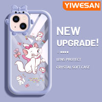 YIWESAN เคสสำหรับ iPhone 13 iPhone 13 Pro iPhone 13 Pro iPhone 13 Pro Max กันกระแทกหลากสีแมว Marie น่ารักเคสโทรศัพท์โปร่งใสสร้างสรรค์เคสเลนส์กล้องถ่ายรูปลายสัตว์ประหลาดน้อยปลอกซิลิโคนนิ่ม