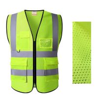 CODHaley Childe High Visibility Reflective Safety Vest Work Reflective Vest Multi Pockets Two Tone Workwear Safety Waistcoat Mesh Security Vest