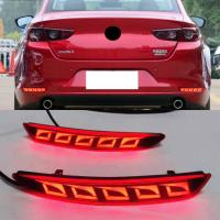 2Pcs Rear Reflector For Mazda 3 Mazda3 Axela 2019 2020 2021 Car LED Rear Bumper Brake Light Dynamic Turn Signal Light