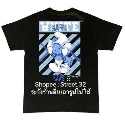 เสื้อเลือกตั้ง เสื้อยืดแขนสั้น Off Whi…te SMURFSS-5XL