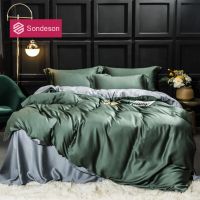 Sondeson Luxury 100% Silk Beauty Bedding Set 25 Momme Silk Duvet Cover Set Flat Sheet Bed Linen Pillowcase For Home Bed Set 4pcs