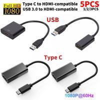 1-5PCS Type C/USB 3.0 to HDMI-compatible Adapter Converter USB C to HDM Cable 4K Audio Video Adapter for Desktop Laptop PC Adapters Adapters