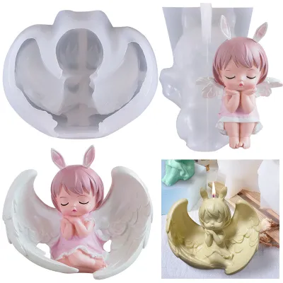 3D Wing Angel 3D Wing Angel Princess Anne Aromatherapy Candle Silicone Mold DIY Handmade Girls Epoxy Resin Cake Decroation Molds Home Ornament