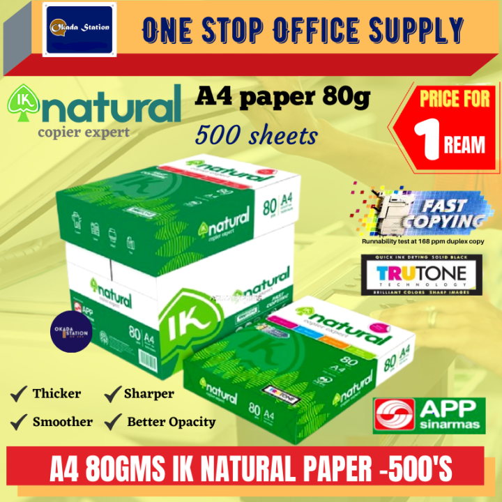 Ik Natural A4 Paper 80gsm 500s Quality Paper White Paper Photostat Paper Copier Paper 7337